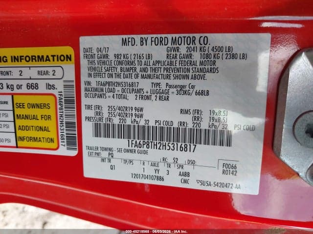 2017 FORD MUSTANG ECOBOOST 9