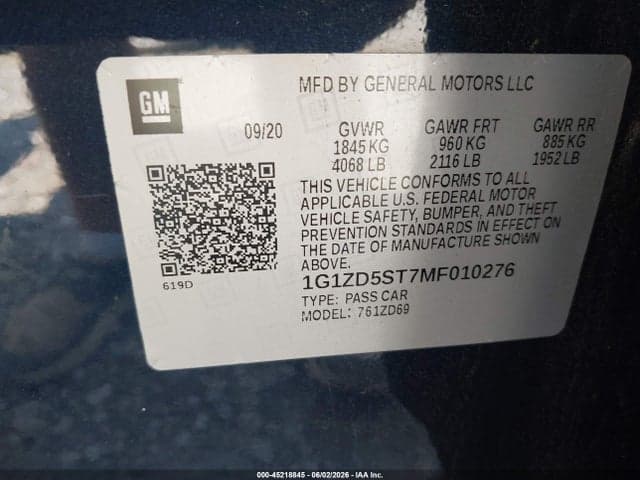2021 CHEVROLET MALIBU FWD LT 9