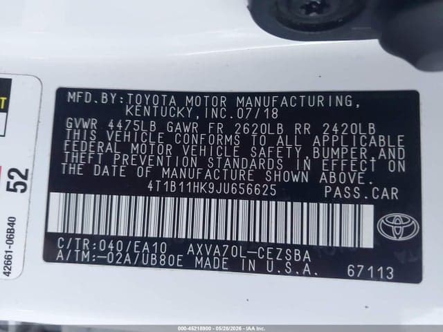 2018 TOYOTA CAMRY SE 9