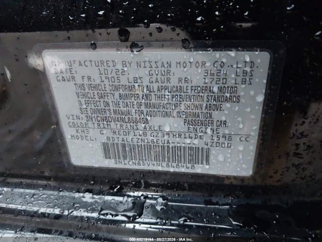 2022 NISSAN VERSA 1.6 S XTRONIC CVT 9