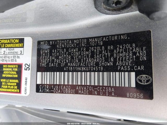 2019 TOYOTA CAMRY SE 9