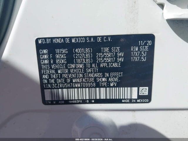2021 HONDA HR-V 2WD EX-L 9