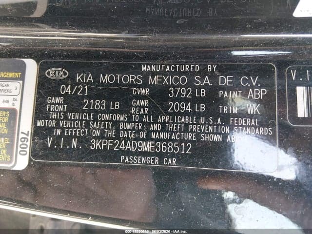 2021 KIA FORTE FE 9
