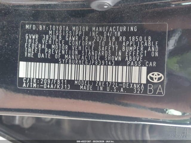 2018 TOYOTA COROLLA LE 9