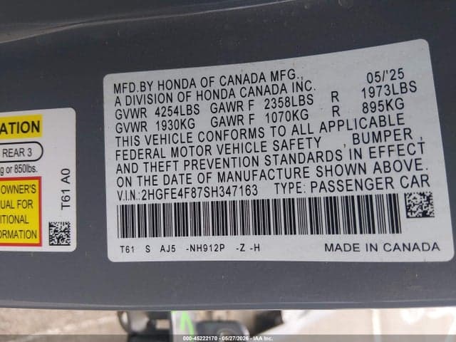 2025 HONDA CIVIC HYBRID SPORT/SPORT TOURING 9