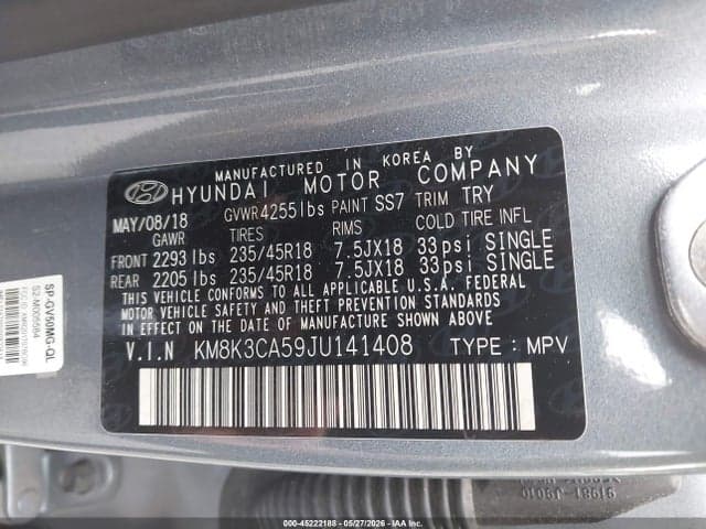 2018 HYUNDAI KONA LIMITED 9