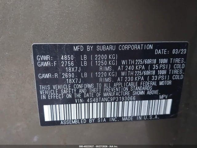 2023 SUBARU OUTBACK LIMITED 9