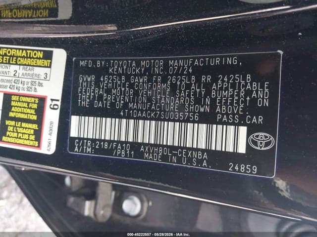2025 TOYOTA CAMRY LE 9