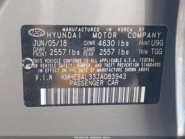 2018 HYUNDAI SONATA HYBRID LIMITED 9