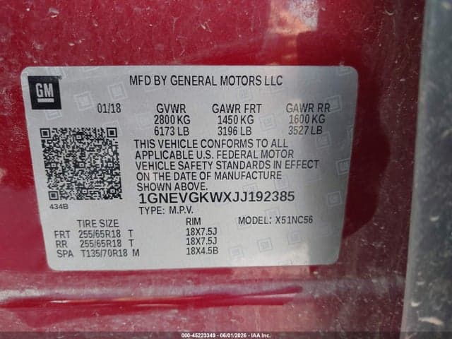 2018 CHEVROLET TRAVERSE 1LT 9