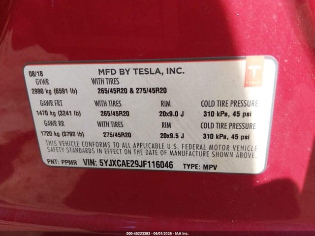 2018 TESLA MODEL X 9