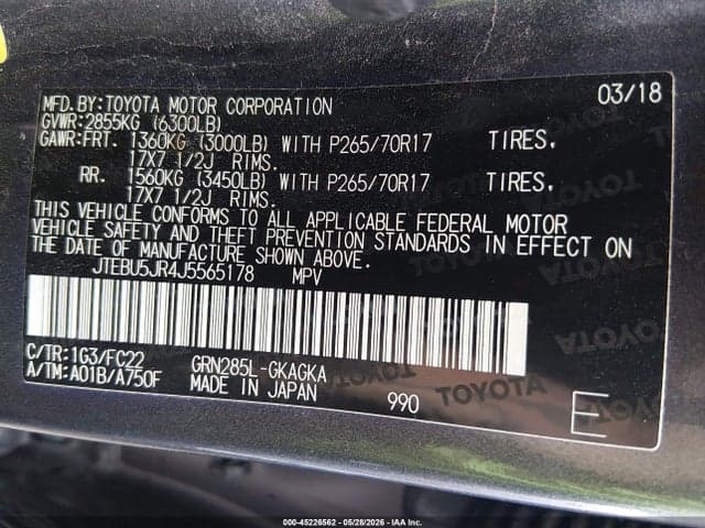 2018 TOYOTA 4RUNNER TRD OFF ROAD 9