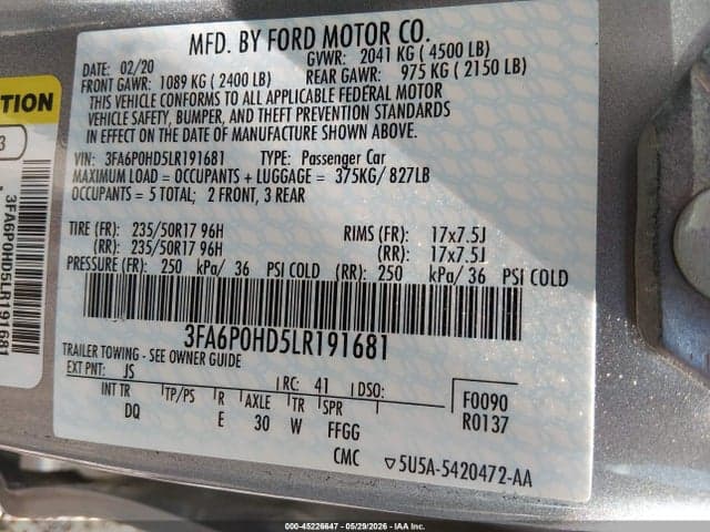 2020 FORD FUSION SE 9