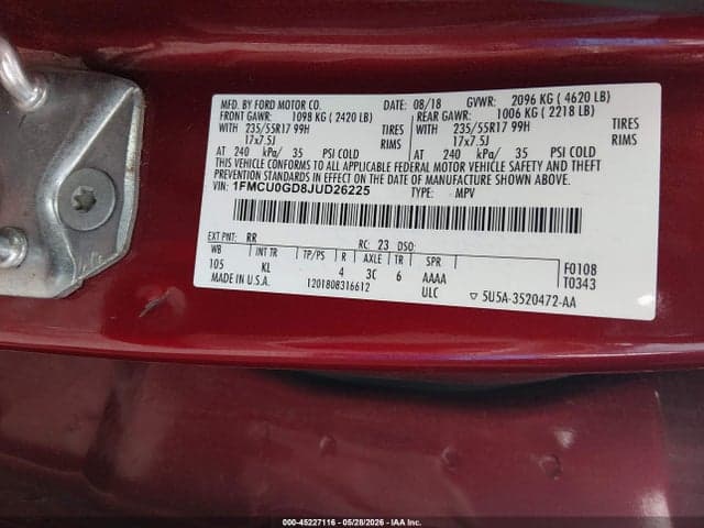 2018 FORD ESCAPE SE 9