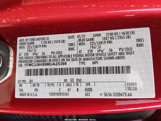 2021 FORD ESCAPE SEL 9
