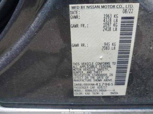 2022 NISSAN ALTIMA S FWD 9