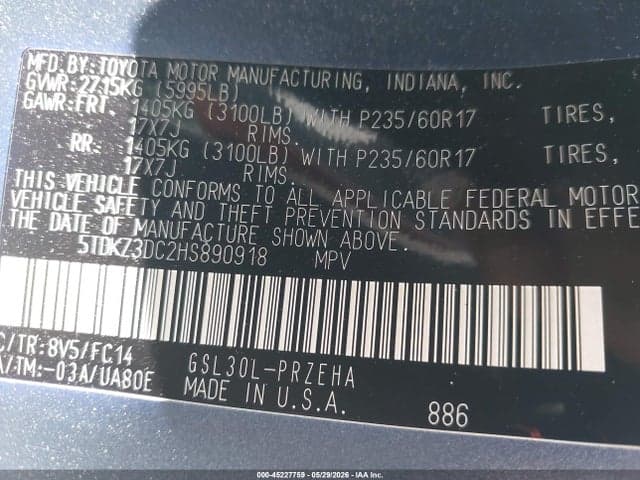 2017 TOYOTA SIENNA LE 8 PASSENGER 9