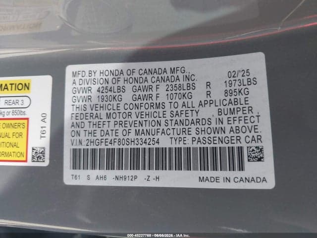 2025 HONDA CIVIC HYBRID SPORT/SPORT TOURING 9