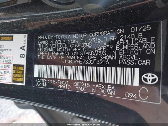 2025 TOYOTA COROLLA HYBRID LE 9