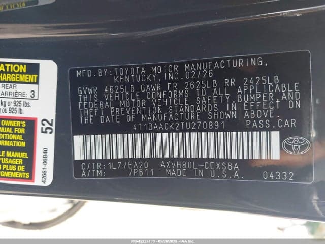 2026 TOYOTA CAMRY SE 9
