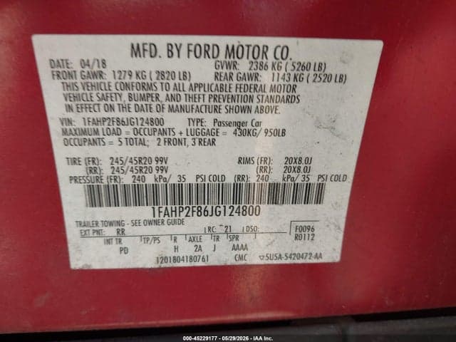 2018 FORD TAURUS LIMITED 9