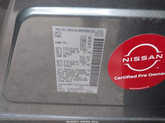 2020 NISSAN PATHFINDER SV 4WD 9