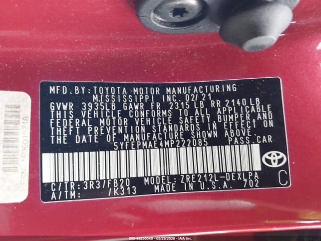 2021 TOYOTA COROLLA LE 8