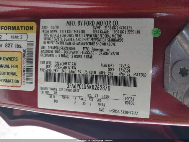 2019 FORD FUSION HYBRID SE 9