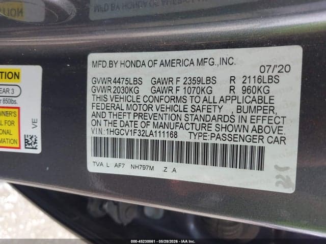 2020 HONDA ACCORD SPORT 9