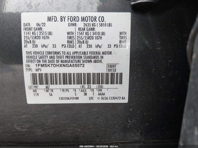 2022 FORD EXPLORER XLT 9