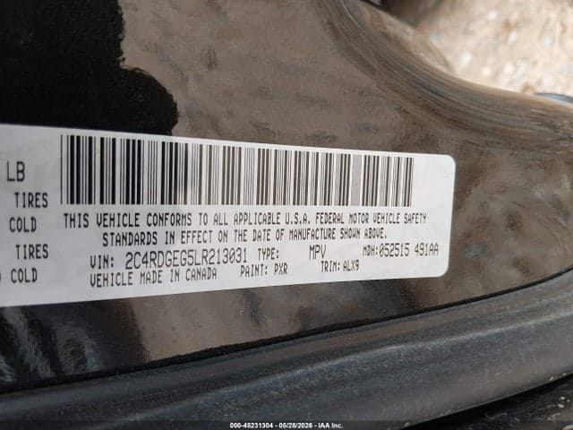 2020 DODGE GRAND CARAVAN GT 9