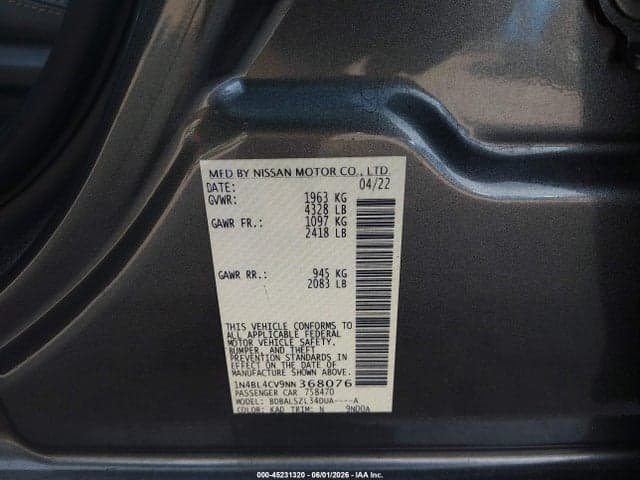 2022 NISSAN ALTIMA SR FWD 9