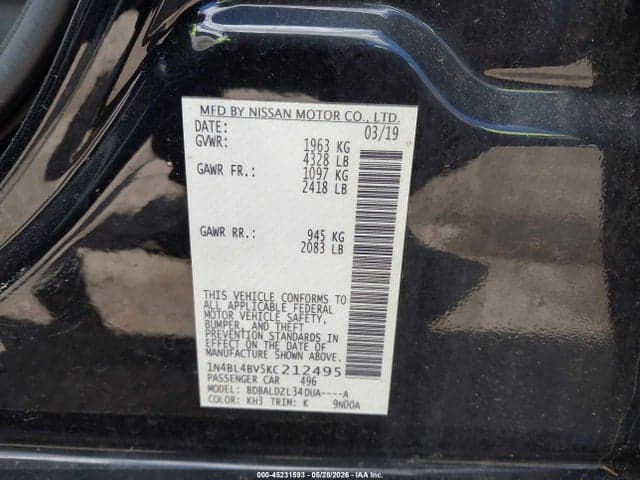 2019 NISSAN ALTIMA 2.5 S 9