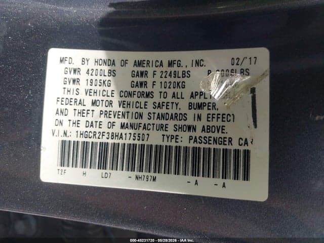 2017 HONDA ACCORD LX 9