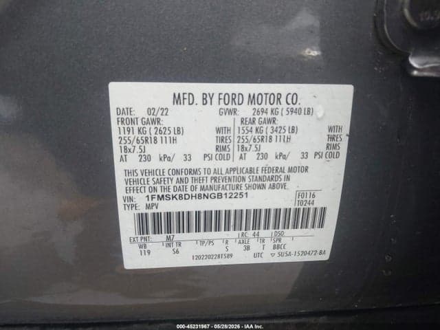 2022 FORD EXPLORER XLT 9