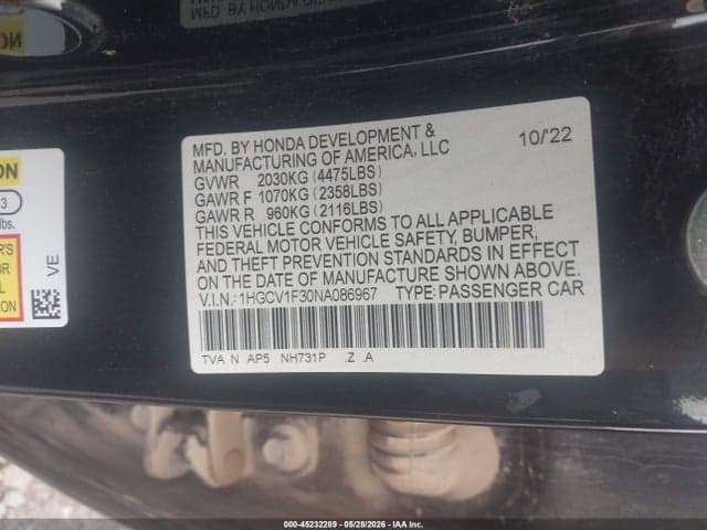 2022 HONDA ACCORD SPORT 9