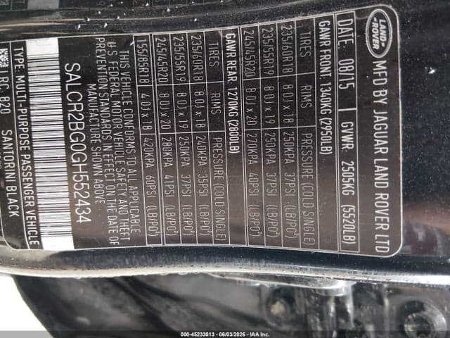 2016 LAND ROVER DISCOVERY 9