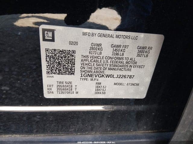 2020 CHEVROLET TRAVERSE AWD LT CLOTH 9