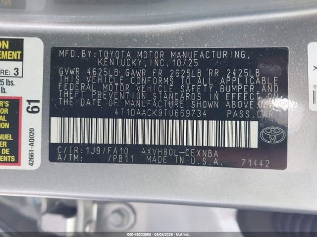 2026 TOYOTA CAMRY LE 9