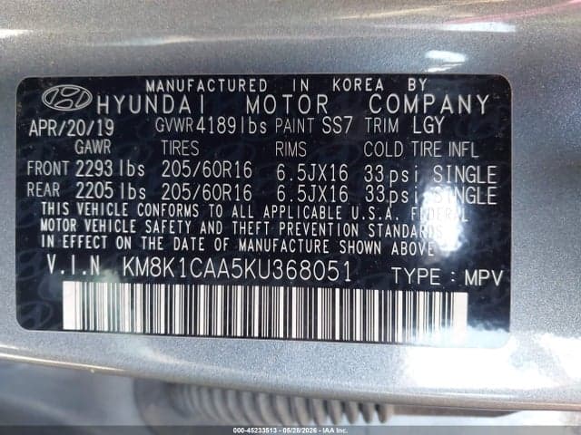 2019 HYUNDAI KONA SE 9