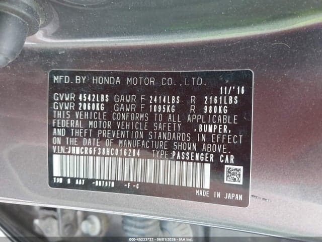 2017 HONDA ACCORD HYBRID 10
