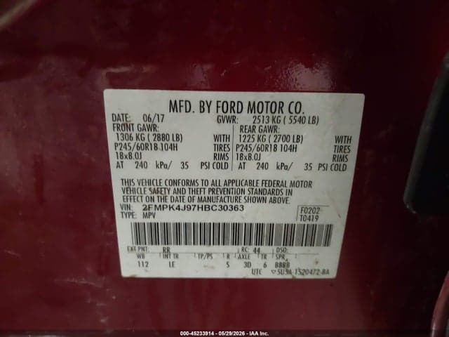 2017 FORD EDGE SEL 9