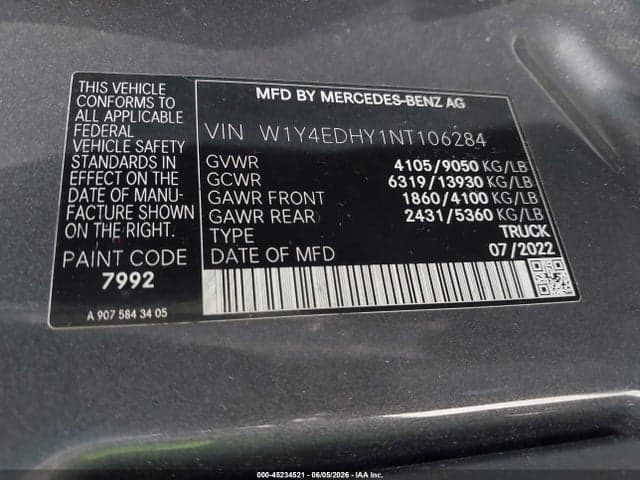 2022 MERCEDES-BENZ SPRINTER 2500 HIGH ROOF V6 9