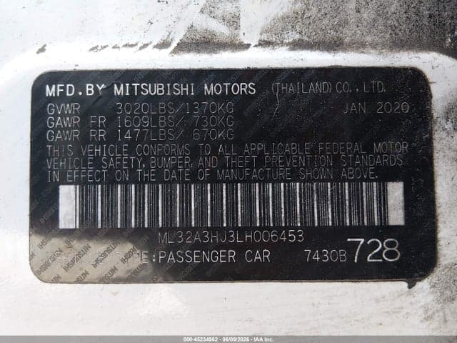 2020 MITSUBISHI MIRAGE ES 9