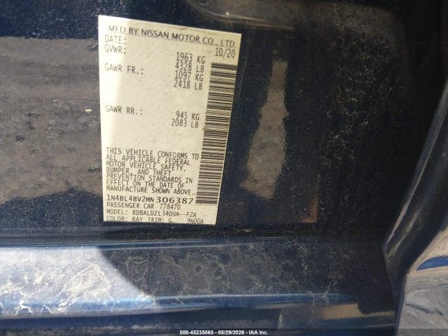 2021 NISSAN ALTIMA S FWD 9