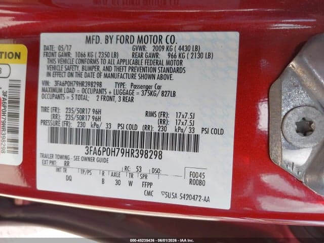 2017 FORD FUSION SE 9