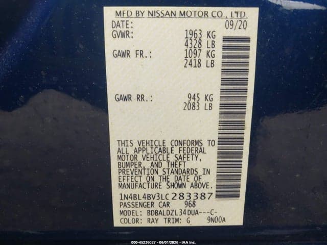 2020 NISSAN ALTIMA S FWD 9