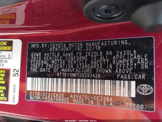 2018 TOYOTA CAMRY SE 9