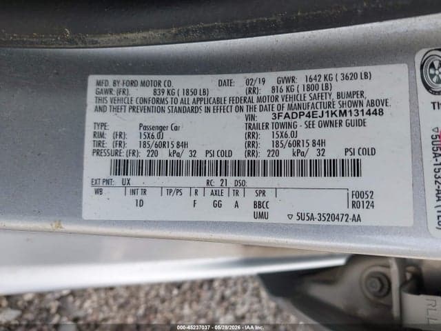 2019 FORD FIESTA SE 9