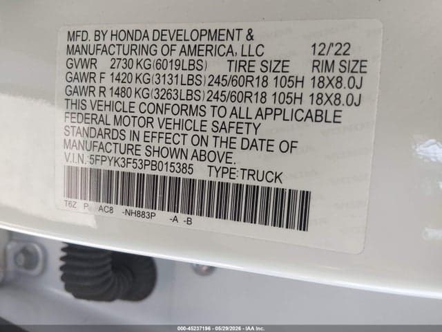 2023 HONDA RIDGELINE RTL 9